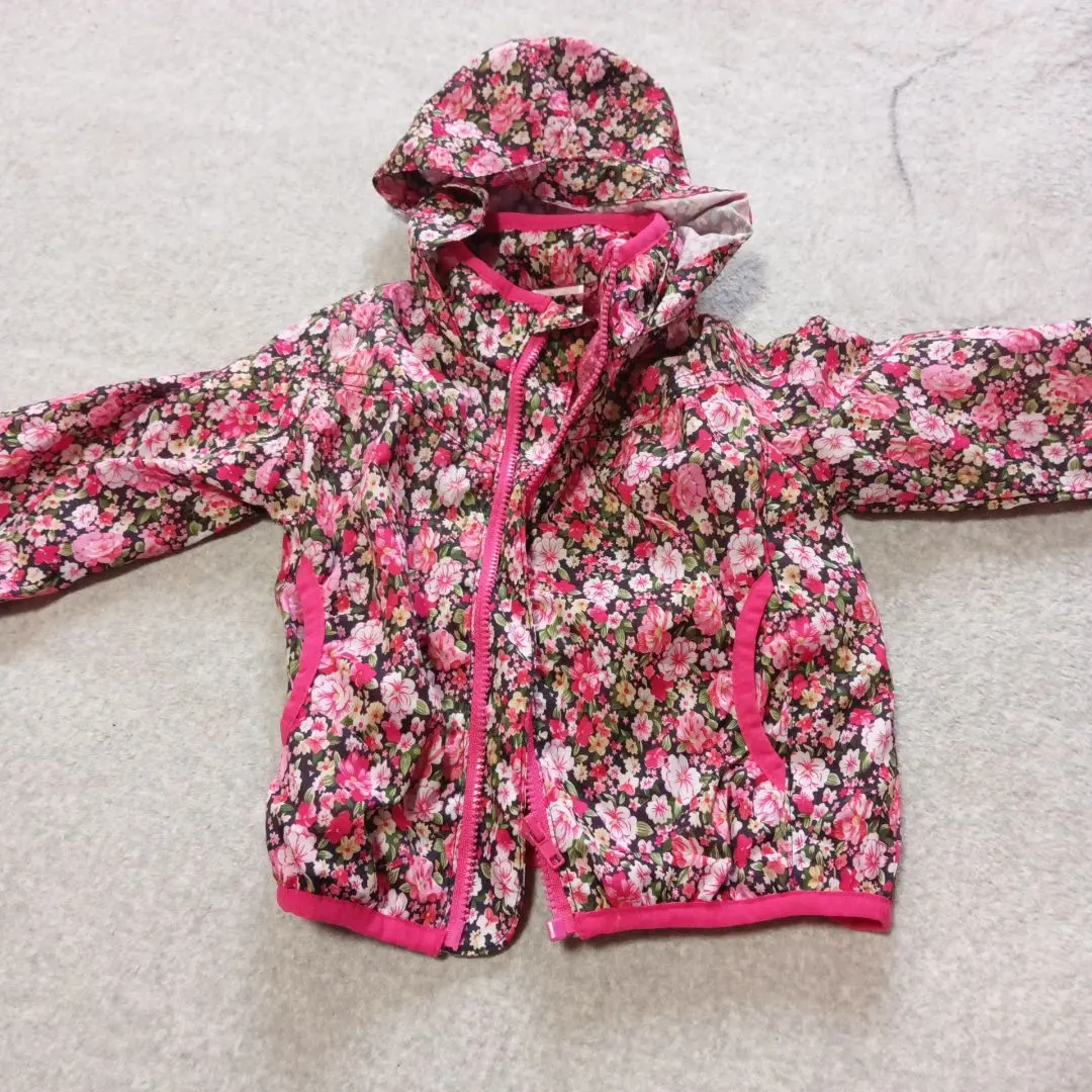 Thumbnail of Floral print hooded outerwear, size 90