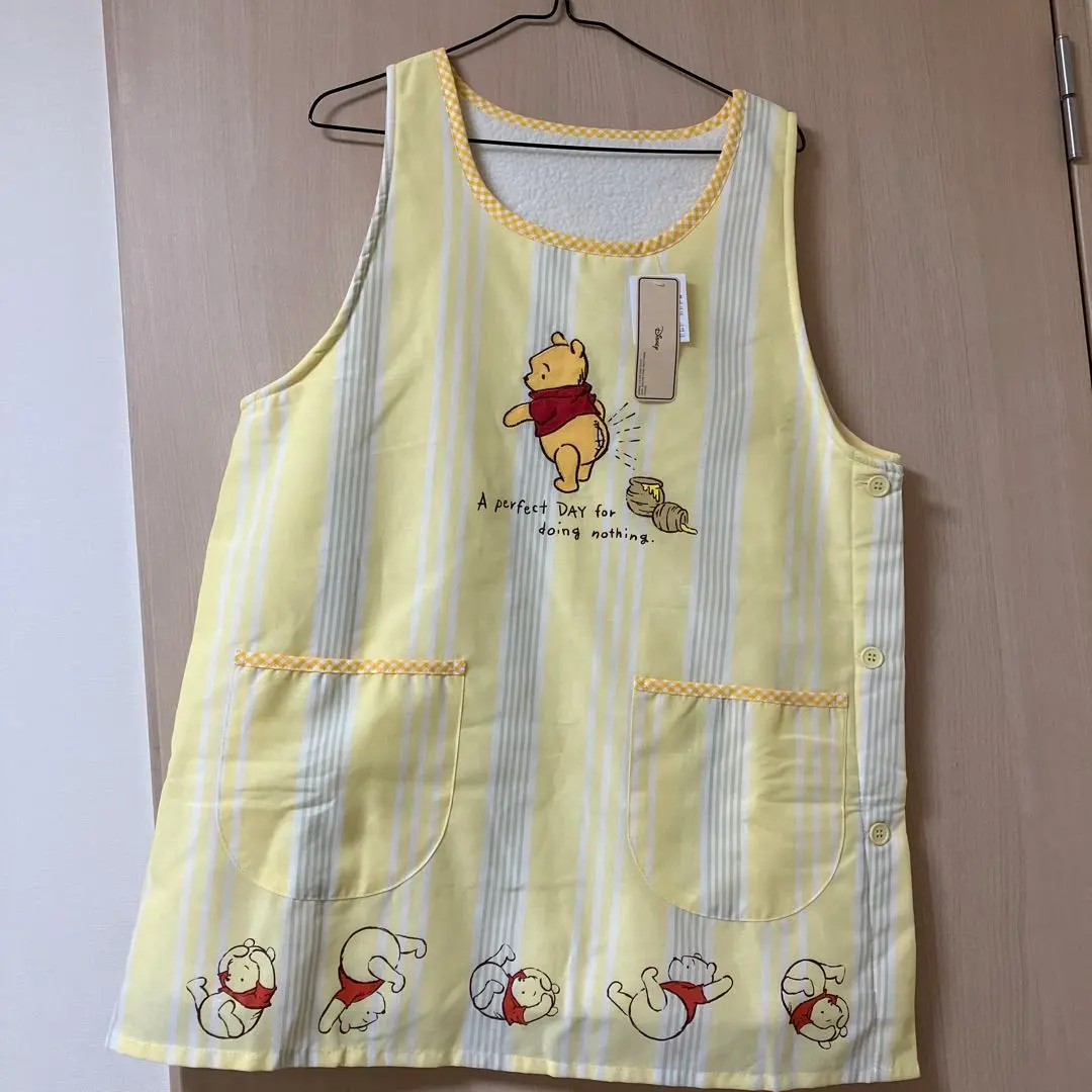 Thumbnail of Winnie the Pooh ☆ Disney ☆ Apron ☆ Fleece Lined ☆ Nursery School Teacher ☆ Stripes ☆ Yellow ☆ M～L ☆