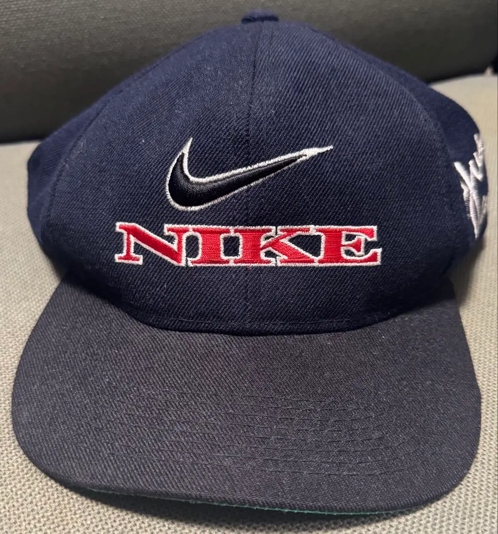 NIKE 舊款帽子 標誌 勾勾 海軍藍 綠色 刺繡 90年代 的縮圖