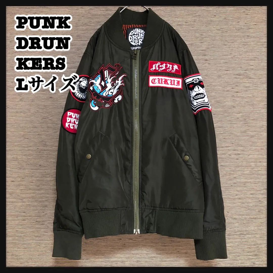 パンクドランカーズ×クッキー/スカジャン/リバーシブル/L/ブラック/グレー PUNK DRUNKERS(パンクドランカーズ) / パンクドランカーズ