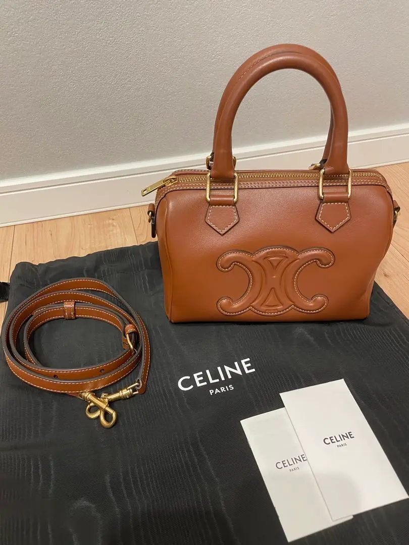 CELINE スモール ボストン / ナチュラル / タン セリーヌ スモール ボストン カーフスキン