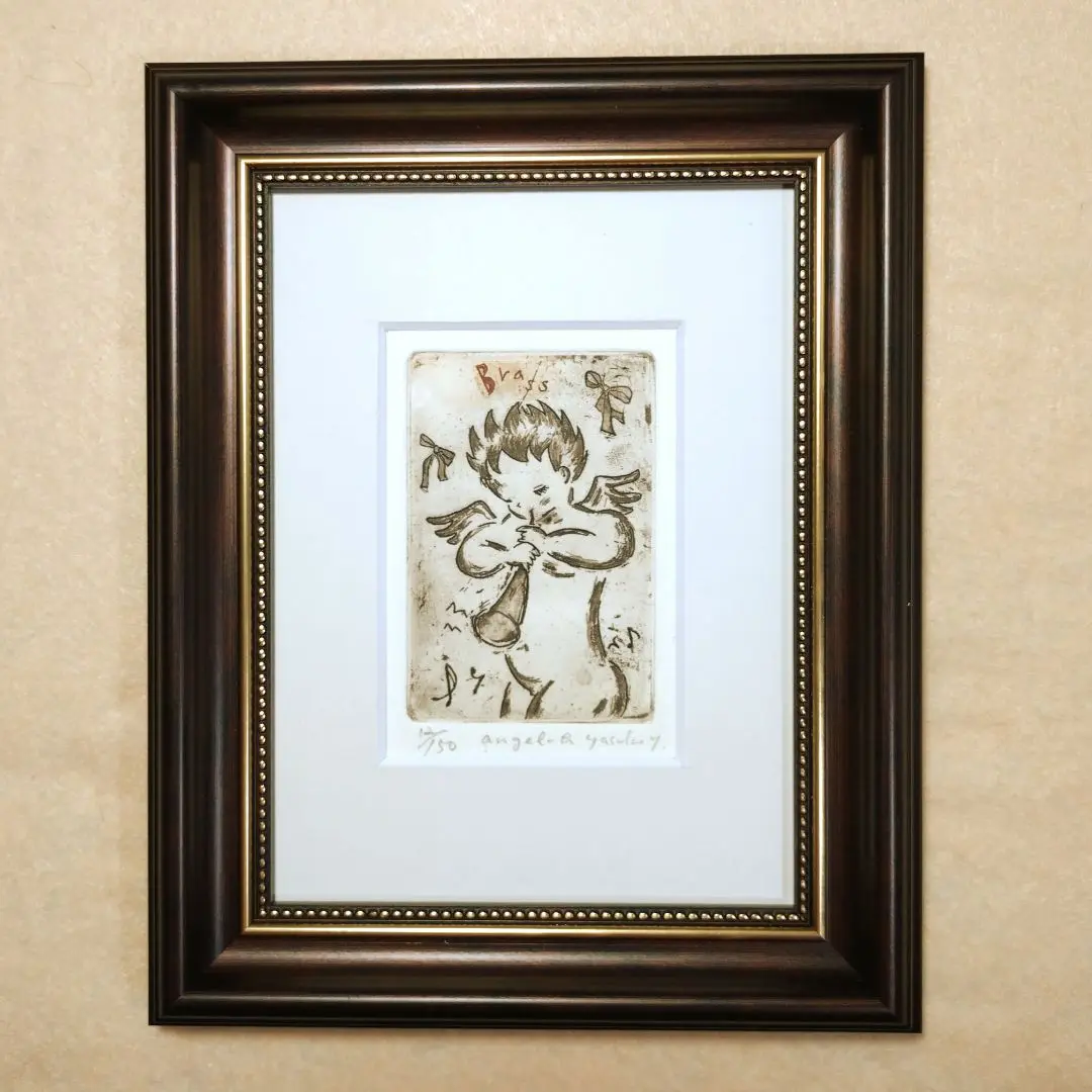 山岡康子 3 chats ３匹の猫　版画　限定21/100 猫の版画 山岡康子さん 三匹の猫