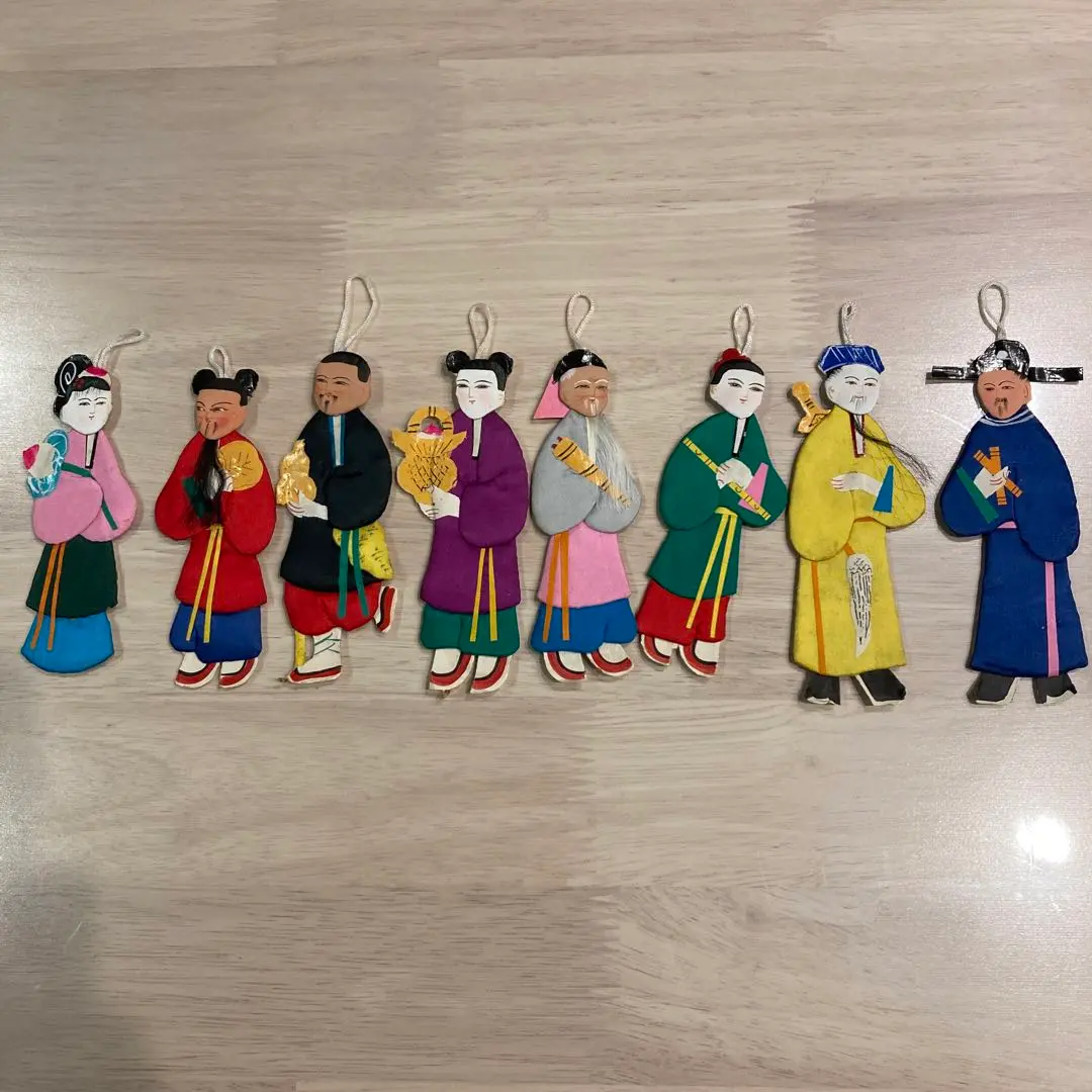 ♥とても大きな　中国　掛軸　八仙図　よこ98ｃｍ　掛け軸　骨董　古玩　レトロ ♥とても大きな 中国 掛軸 八仙図 よこ98cm 掛け軸 骨董 古玩