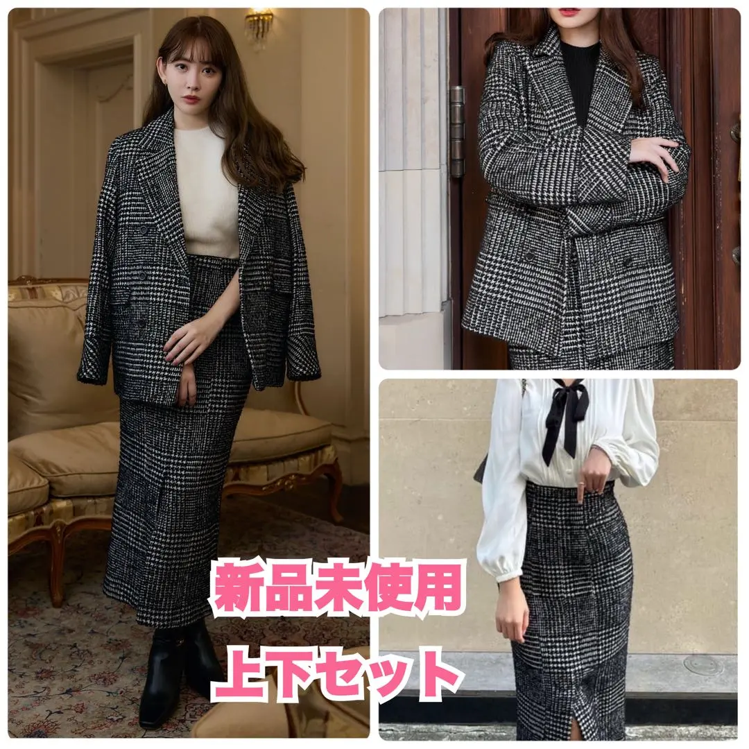 ハーリップトゥ　Hemingway Check Tweed Long Skirt Hemingway Check Tweed Skirt（スカート）｜Her lip to（ハー
