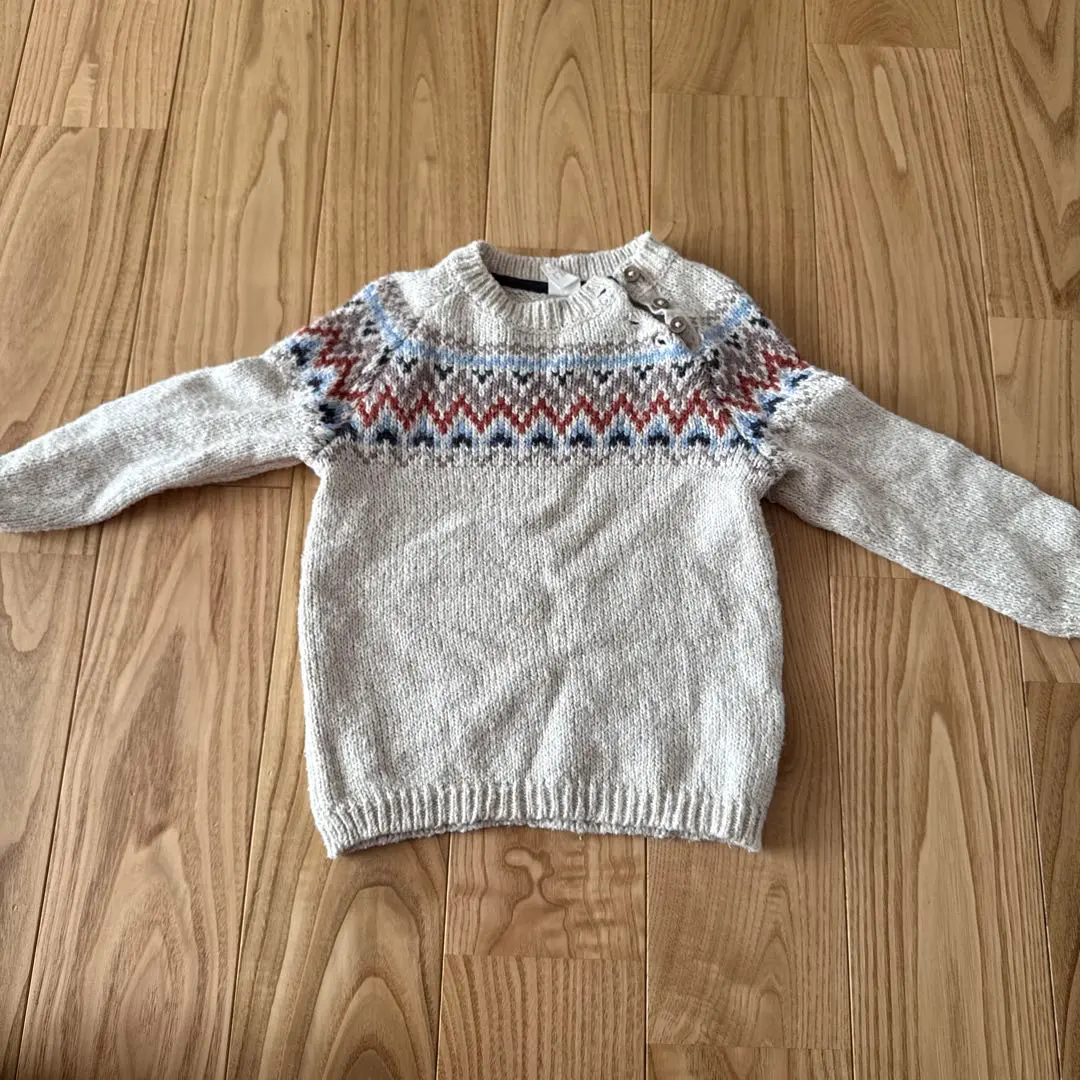 H&M 米色 費爾島花紋 針織毛衣 EU 62/68 的縮圖