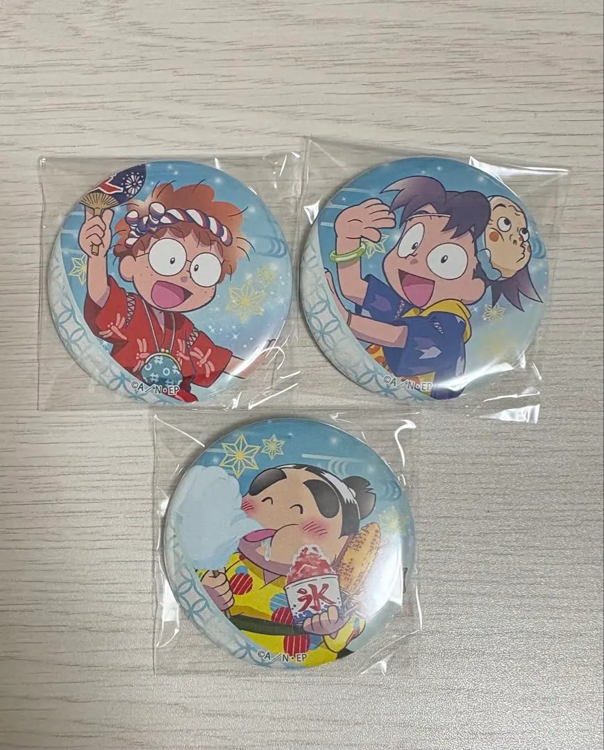 Thumbnail of Nintama Rantaro Can Badge: Summer Festival - Rantaro, Shinbei, Kirimaru