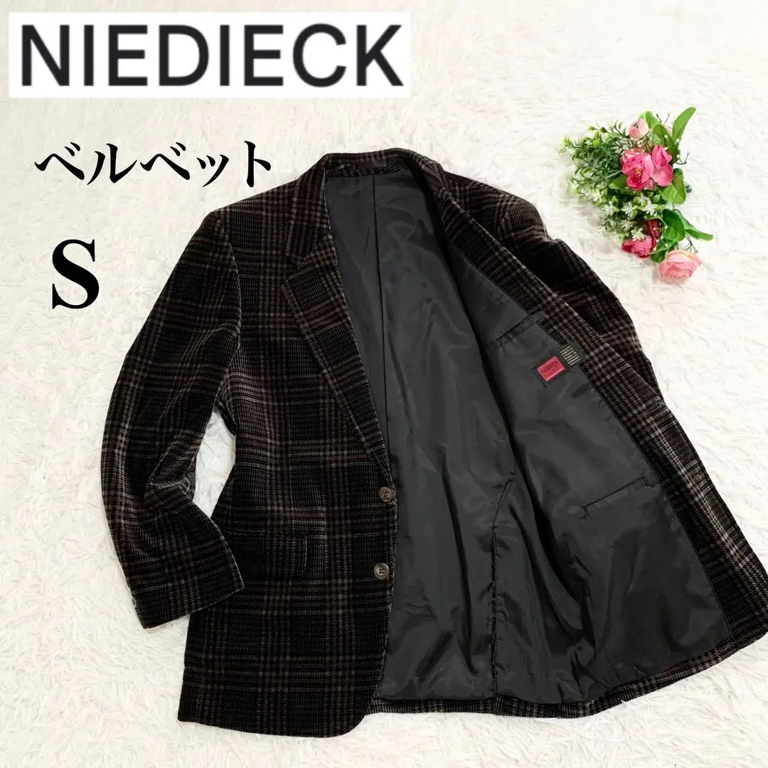 NIEDIECK VELVET テーラードジャケット　ベロア　チェック　XL 黒 2025年最新】NIEDIECK VELVET 柄：チェック テーラード