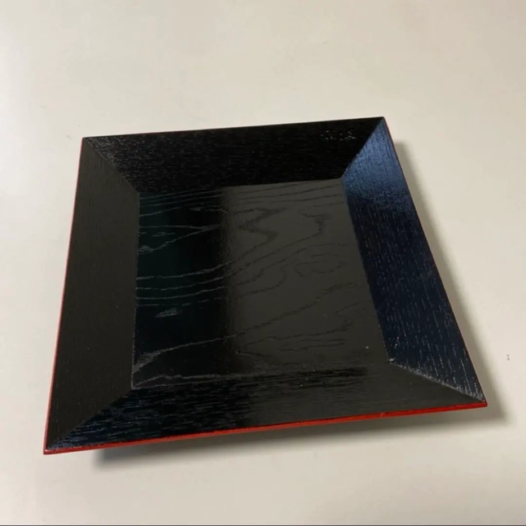 Thumbnail of Wooden Japanese sweets container, black with red trim, beautiful condition