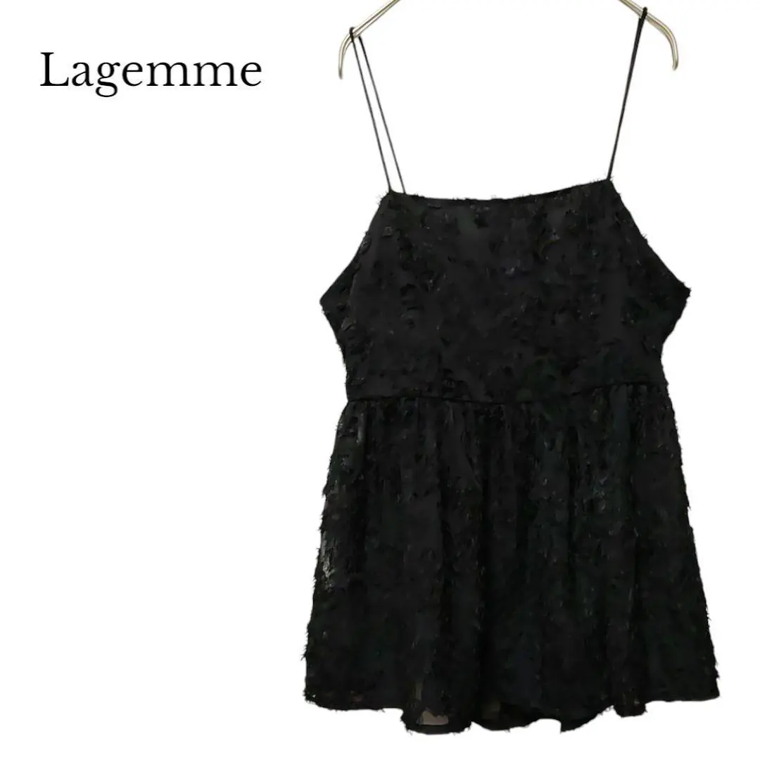 Thumbnail of Lagemme Sheer Camisole Thin Ribbon Black