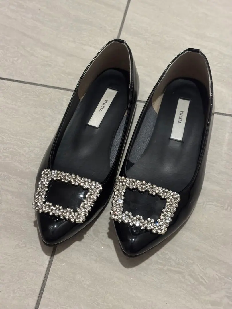 Thumbnail of VIRINA Black Flat Shoes with Jewels