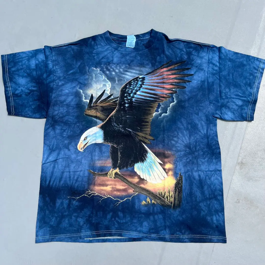 90年代 紮染 動物圖案T恤 總花樣T恤 老鷹 鷲 寬鬆 大碼 小松菜奈 的縮圖