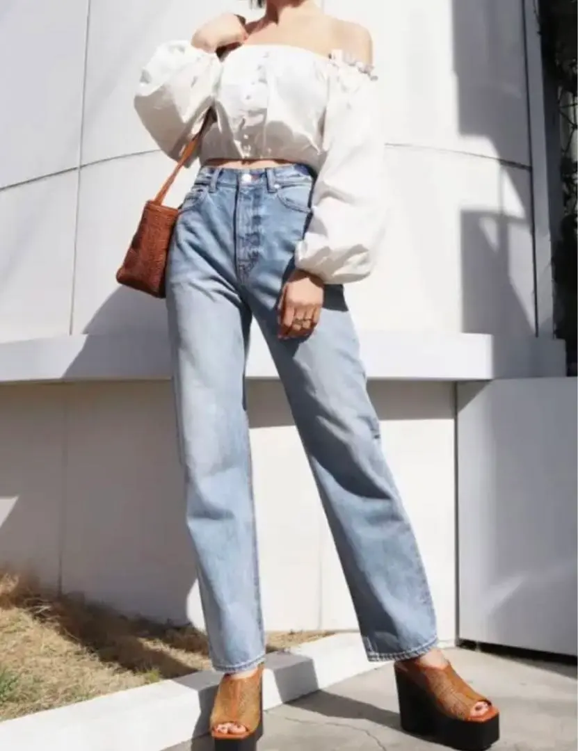 Thumbnail of EMODA Vintage-Like Just Waist Straight Jeans