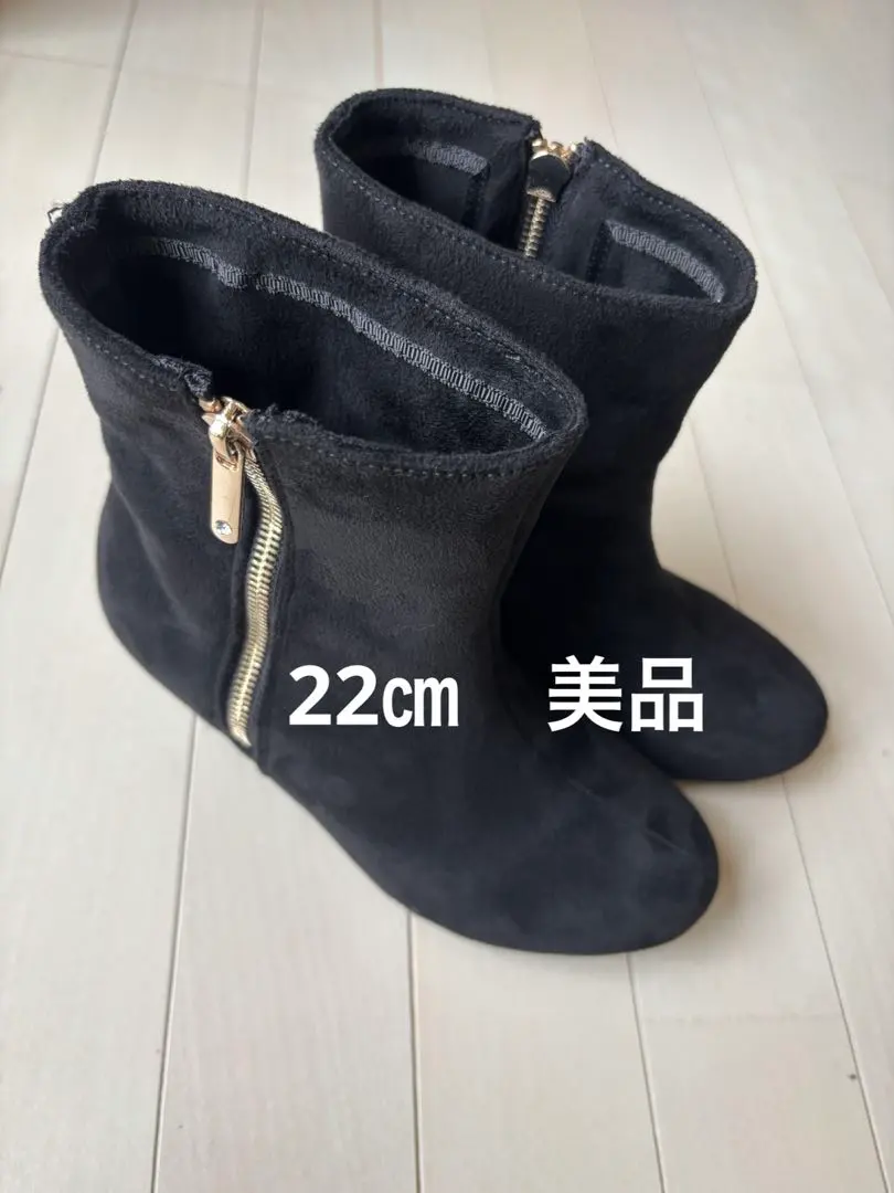 黑色麂皮短靴 22.0cm 美品 靴子 的縮圖