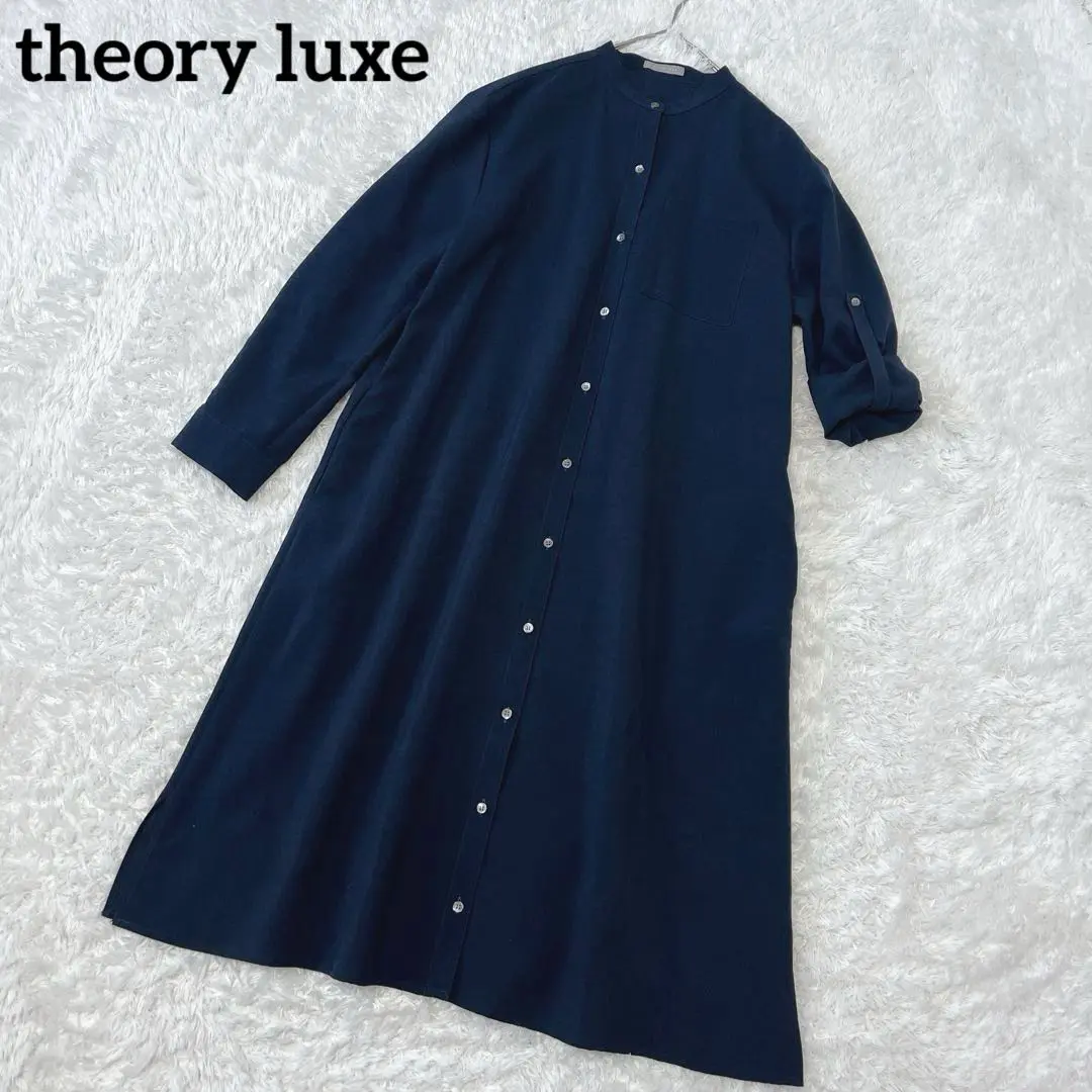 【美品】theory luxe ネイビー シャツワンピース 七分丈 美品】theory luxe ネイビー シャツワンピース 七分丈 - メルカリ