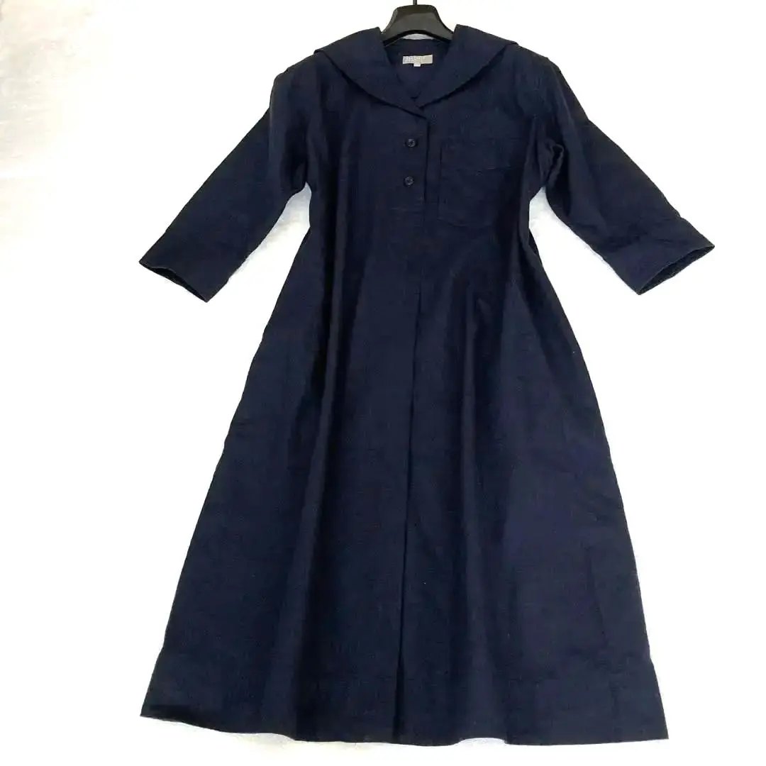 2023 マーガレットハウエル☆コットンシルク セーラーシャツドレスワンピース2 2023 美品マーガレットハウエル COTTON SILK POPLIN セーラー