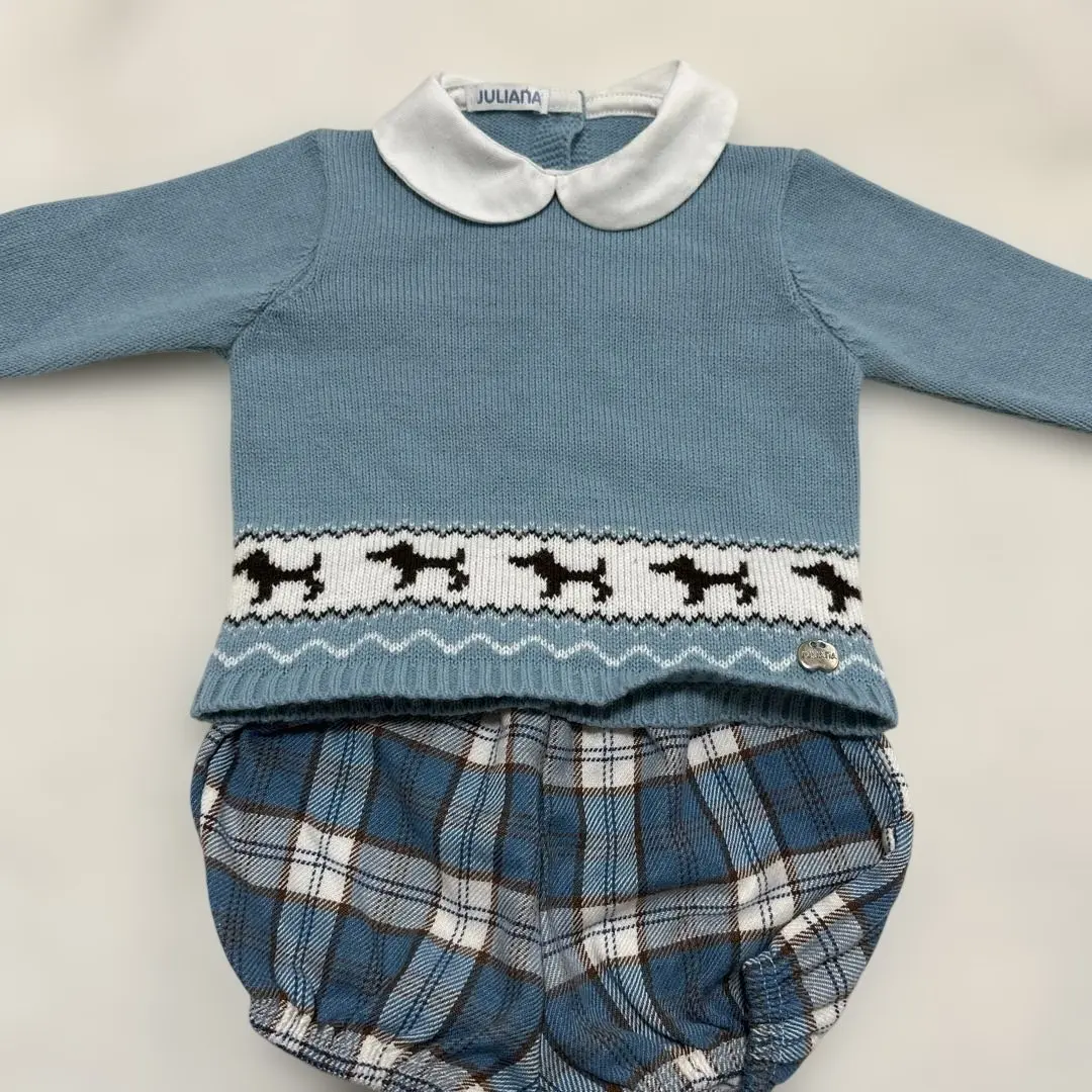 Thumbnail of JULIANA Light Blue Knit Sweater and Shorts Set