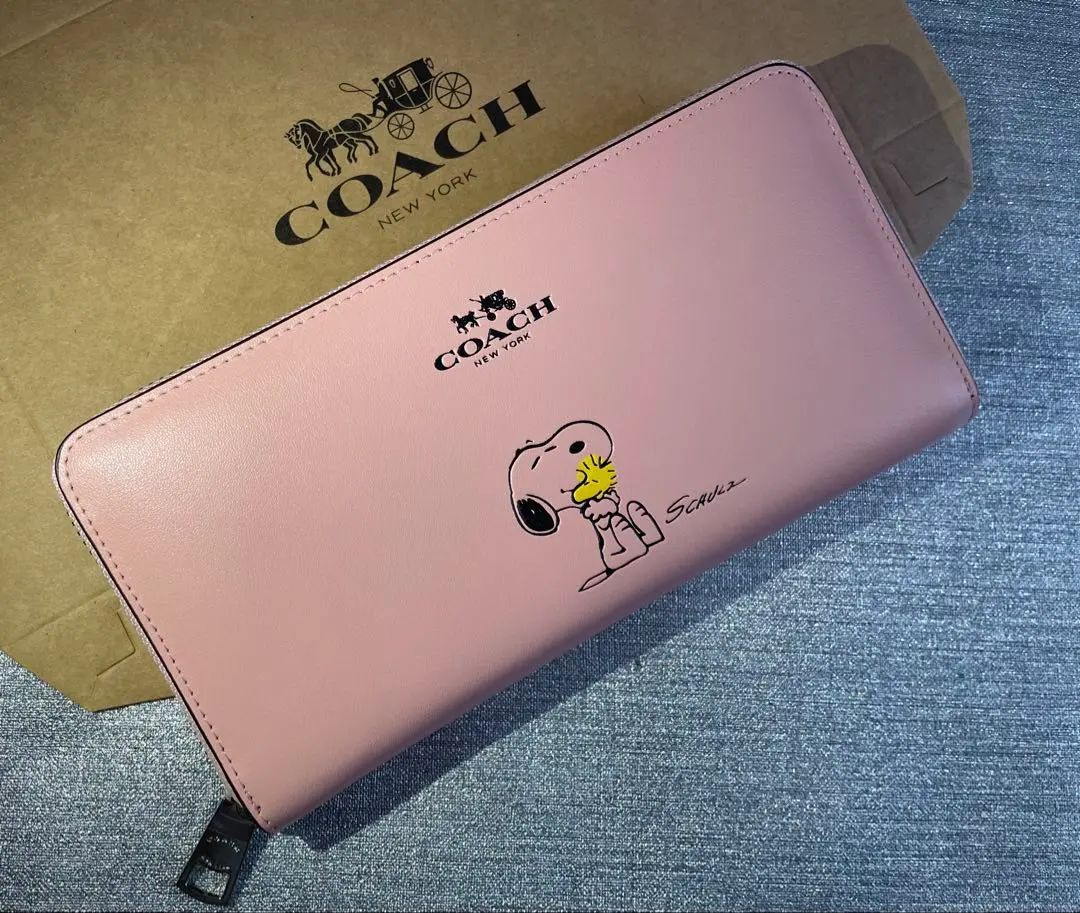 コーチ スヌーピー 長財布 ピンク