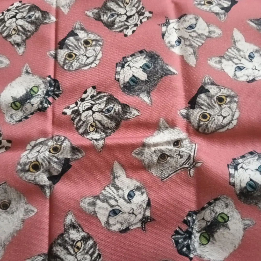 Thumbnail of Cat face print cotton fabric, pink