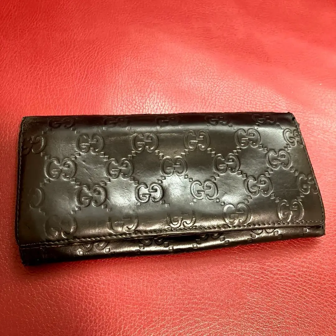 Thumbnail of GUCCI Black Leather Long Wallet, Bi-fold, Men's, GG Embossed