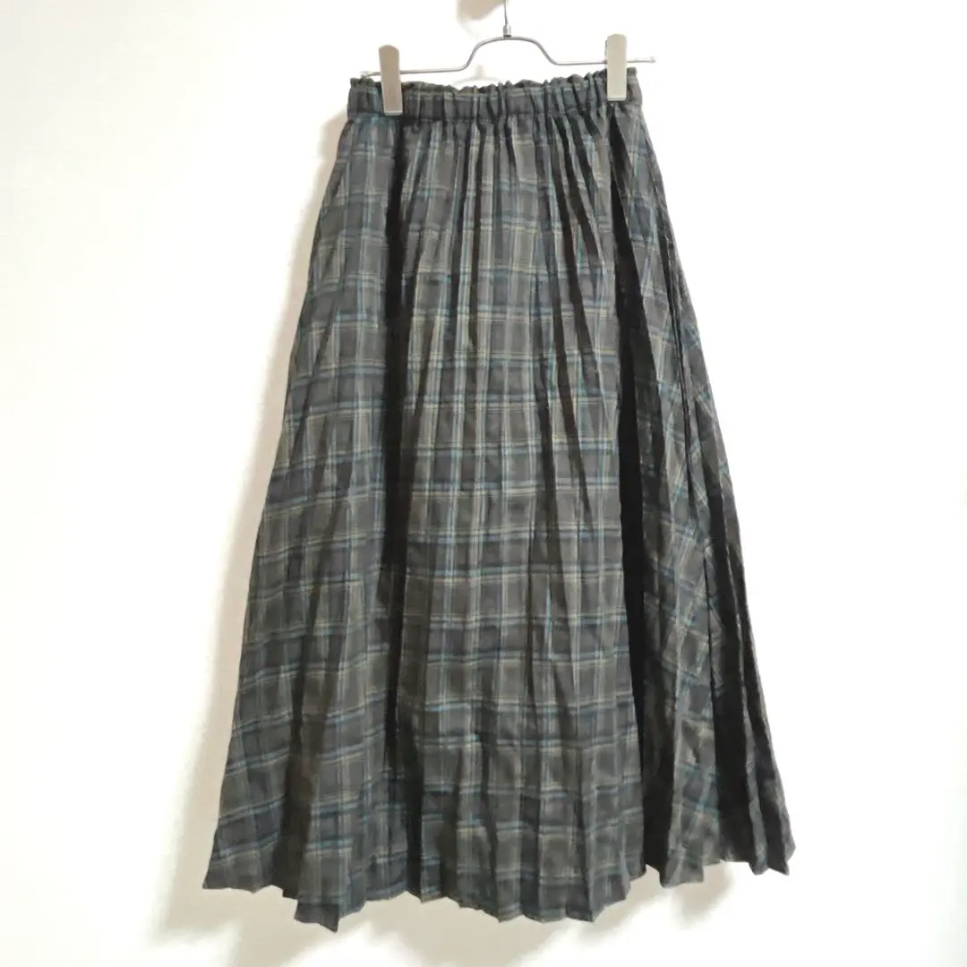 Thumbnail of ehka sopo Checkered Pleated Skirt, Free Size, Brown