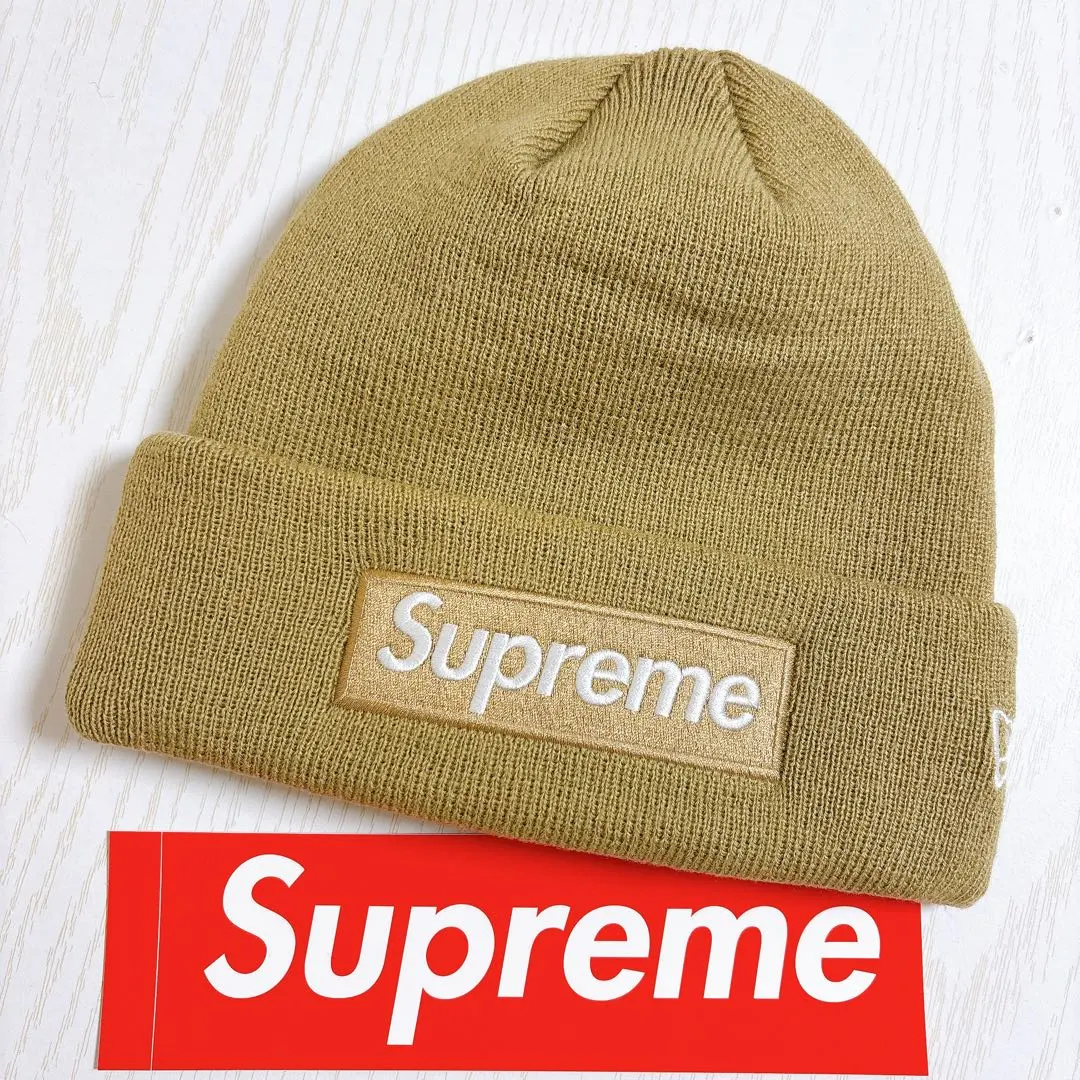 Thumbnail of Supreme NEW ERA Knit Cap BOX Logo Beige Cafe Brown