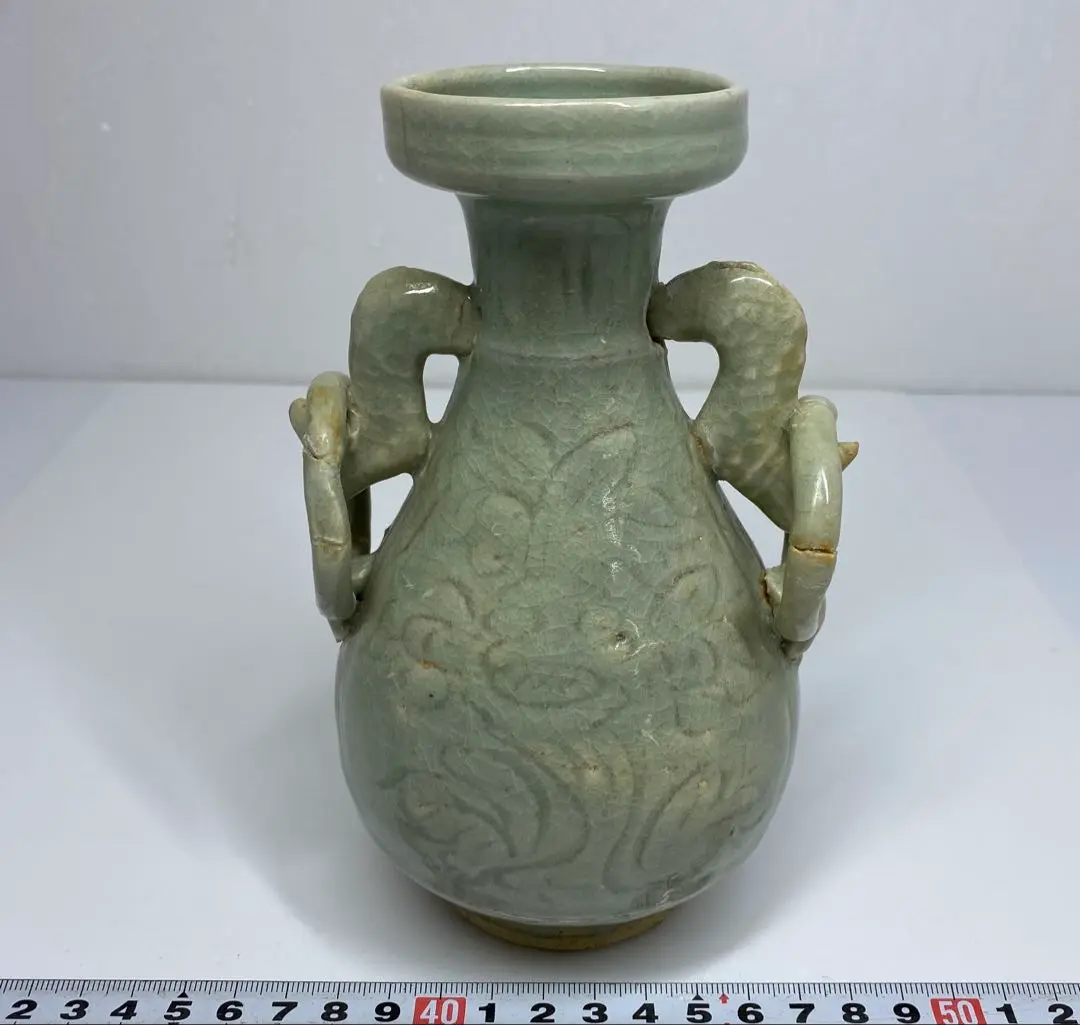 中国明時代　七官青磁　獅子　幅約11.2㎝　トコカ　東さ7-0629☆2F 中国明時代 七官青磁 獅子 幅約11.2㎝ トコカ 東さ7-0629☆2F