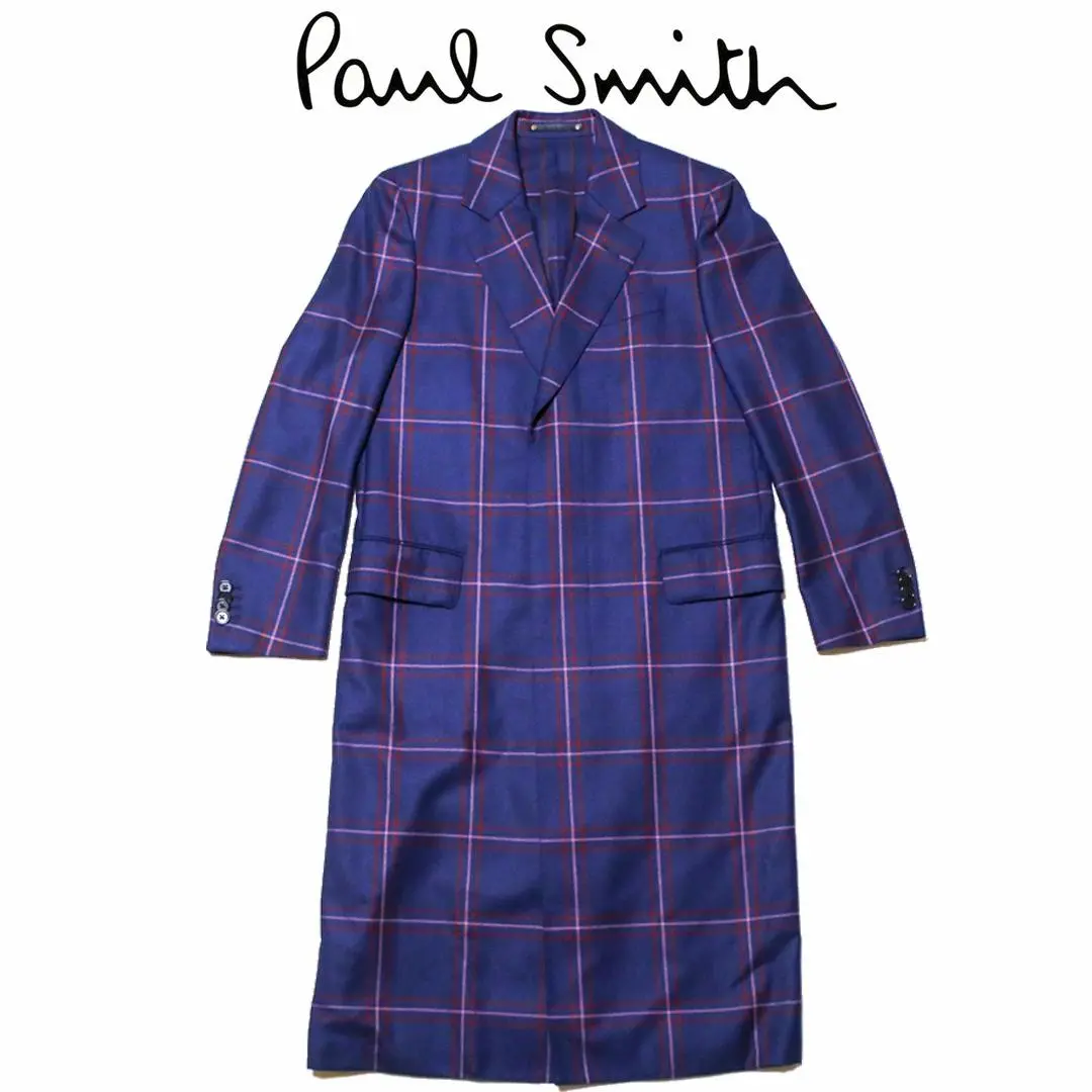 美品 ポールスミス チェスターコート ウール マルチカラー ネイビー ブルー M Paul Smith - ポール・スミス Paul Smith コート チェスター