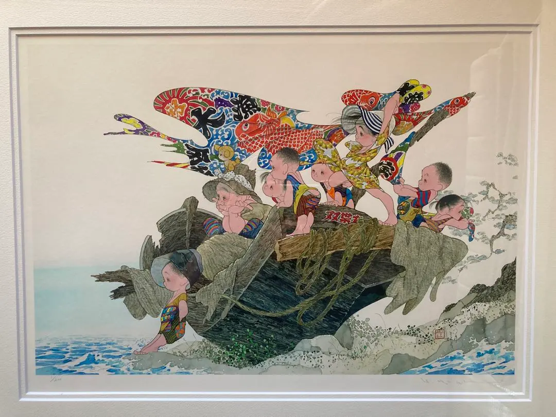 中島潔/寒椿リトグラフ446/500額装 美品 中島潔「寒椿」リトグラフ 直筆サイン入り あずま工芸 額縁