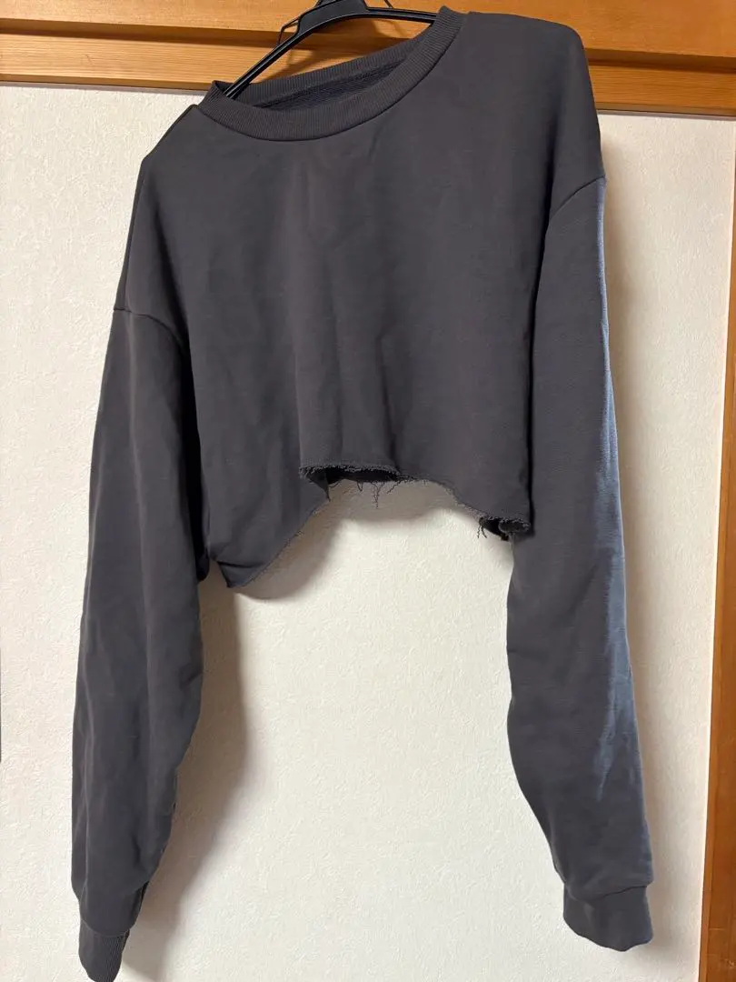 Thumbnail of GRL Cropped Gray Sweatshirt, Size F