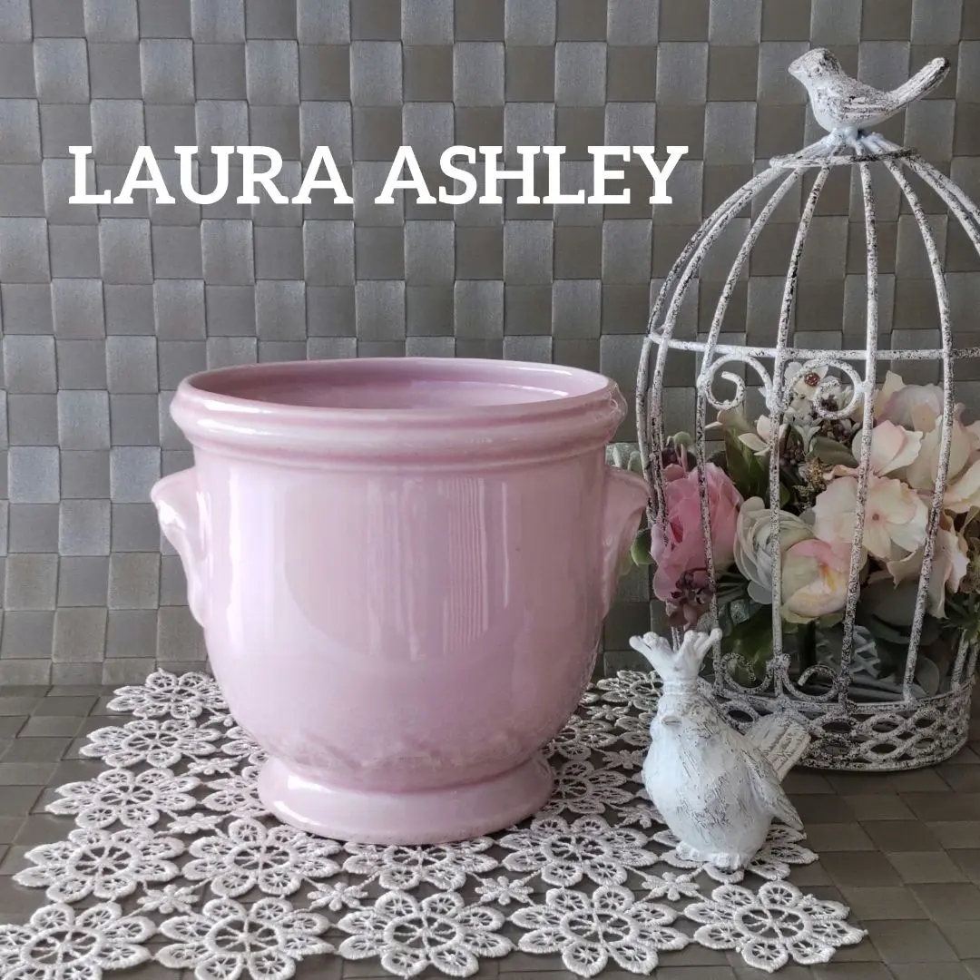ローラアシュレイ LauraAshrey 取っ手付き フラワーベース 花瓶 美品 2025年最新】ローラアシュレイ 花瓶・フラワースタンドの人気