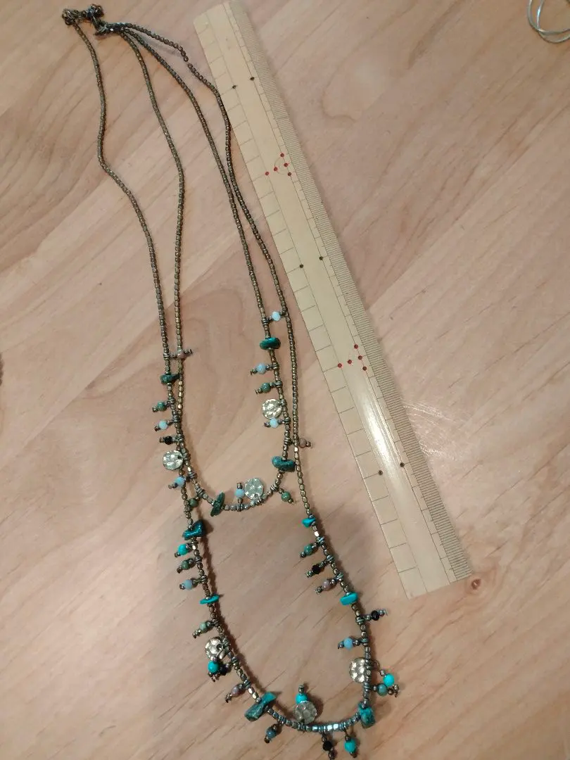 Thumbnail of Multi-layered necklace with turquoise and green