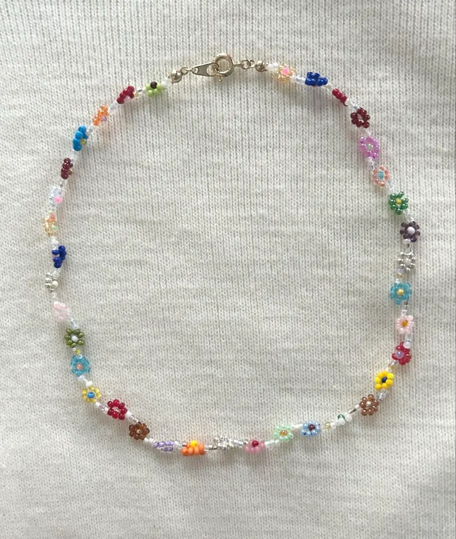 Thumbnail of Beaded necklace handmade flower Korea