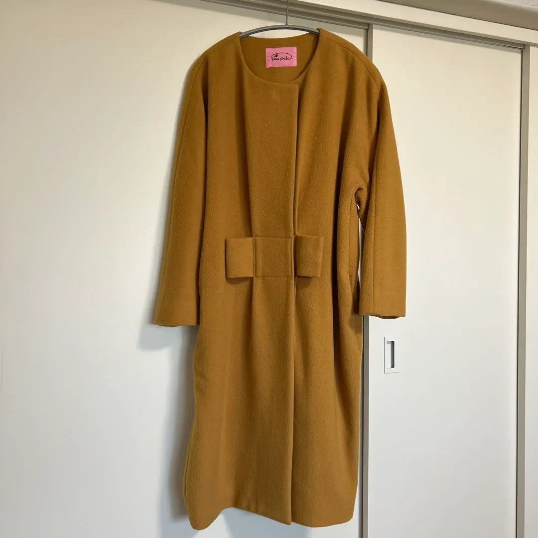 MESH STAND FALL COLLAR LONG COAT