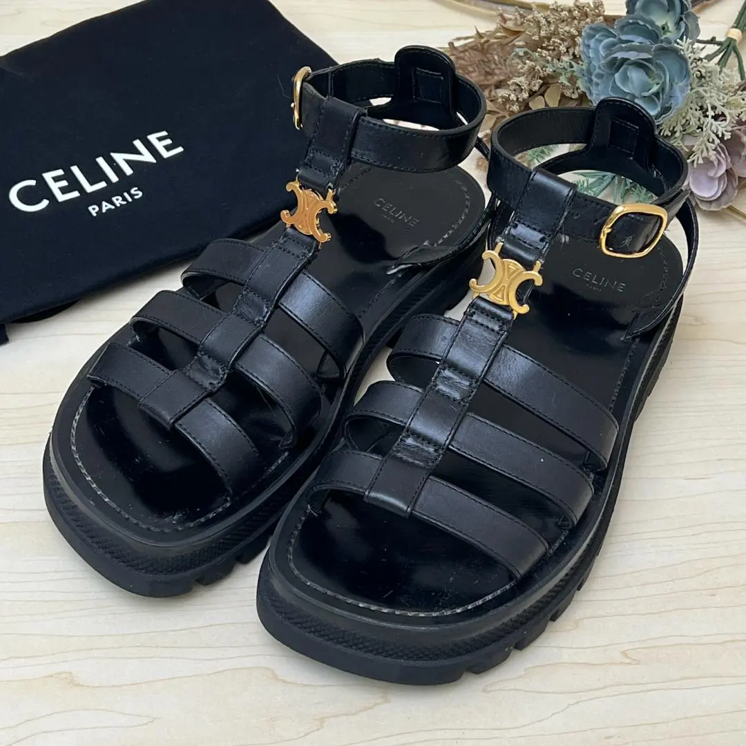 希少白♡CELINE トリオンフ　グラディエーター　チャンキー　サンダル 希少白♡CELINE トリオンフグラディエーターチャンキーサンダル