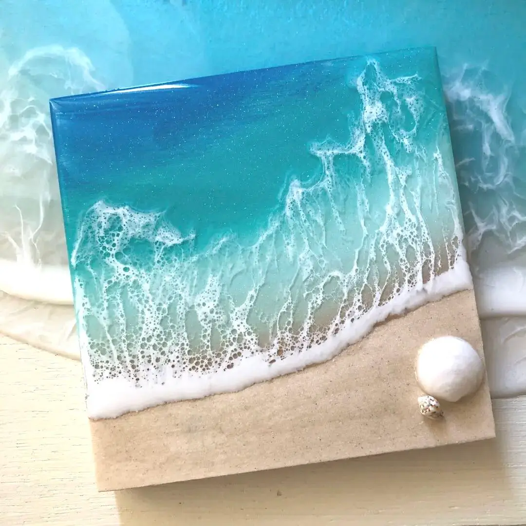 Thumbnail of Ocean Resin Art - Square 12cm x 12cm