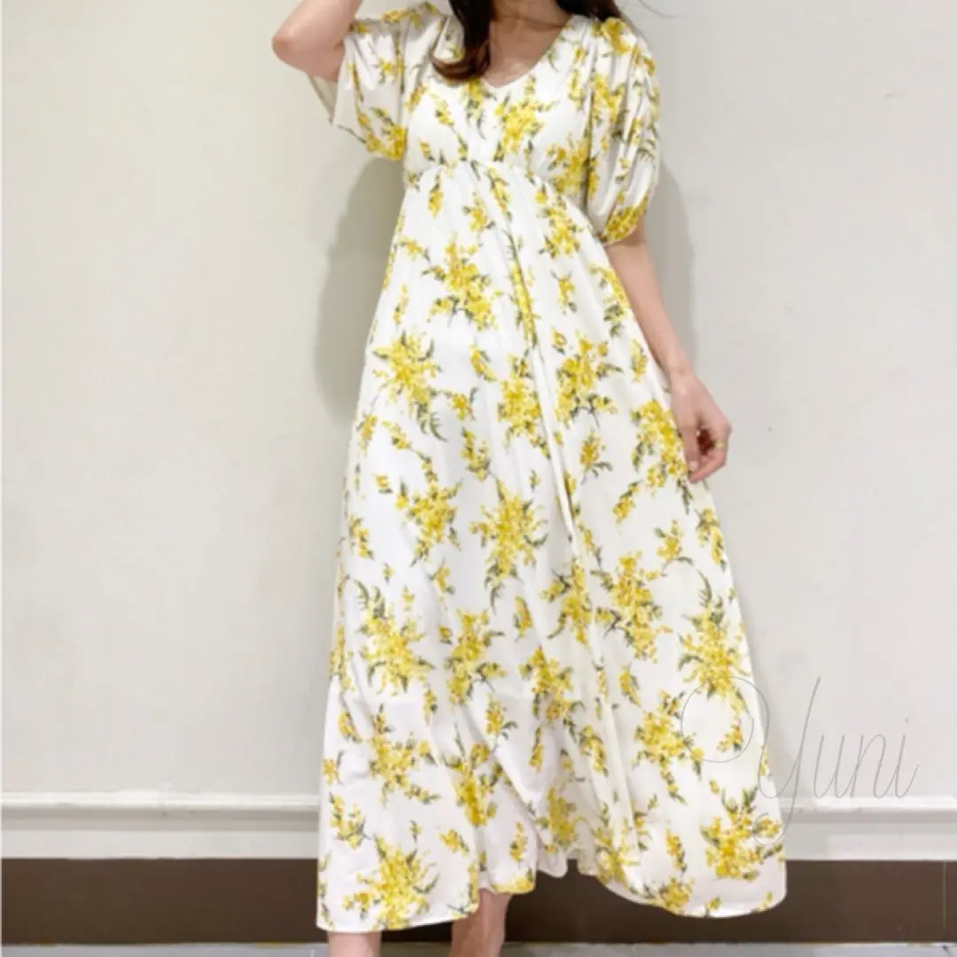 【新品タグ付き】ジェラートピケ ミモザワンピース 完売品/新品】「gelato pique（ジェラートピケ）」ミモザ柄