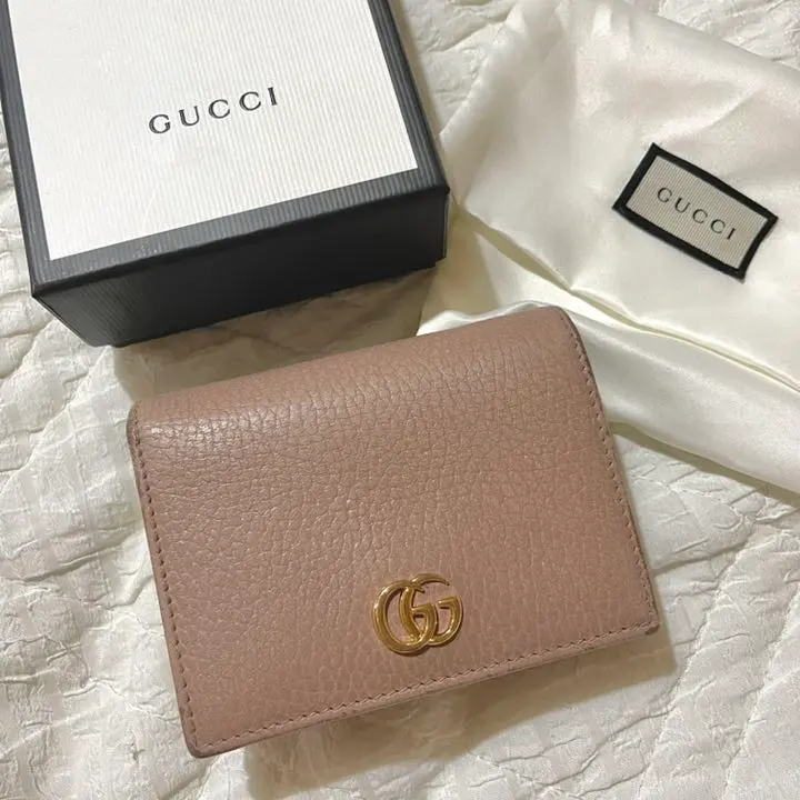 GUCCI 雙摺錢包 米色 皮革 的縮圖
