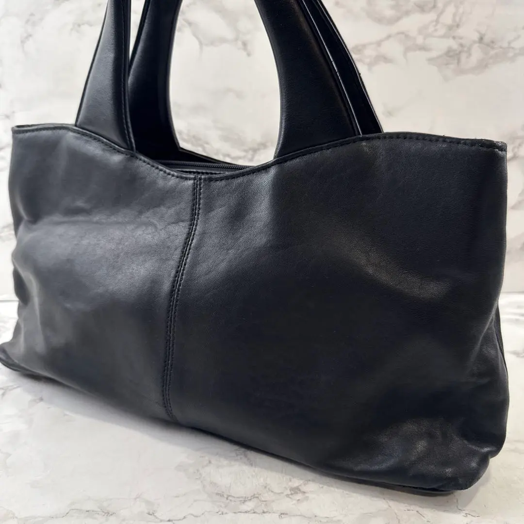 無品牌 羊皮 小羊皮 簡約設計 手提包 托特包 黑色 的縮圖