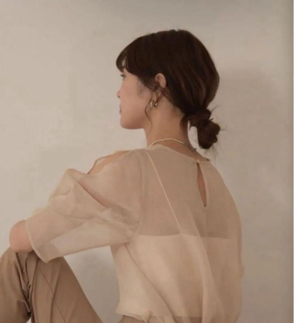 Thumbnail of amiur emile Airy Open Shoulder Puff Sleeve