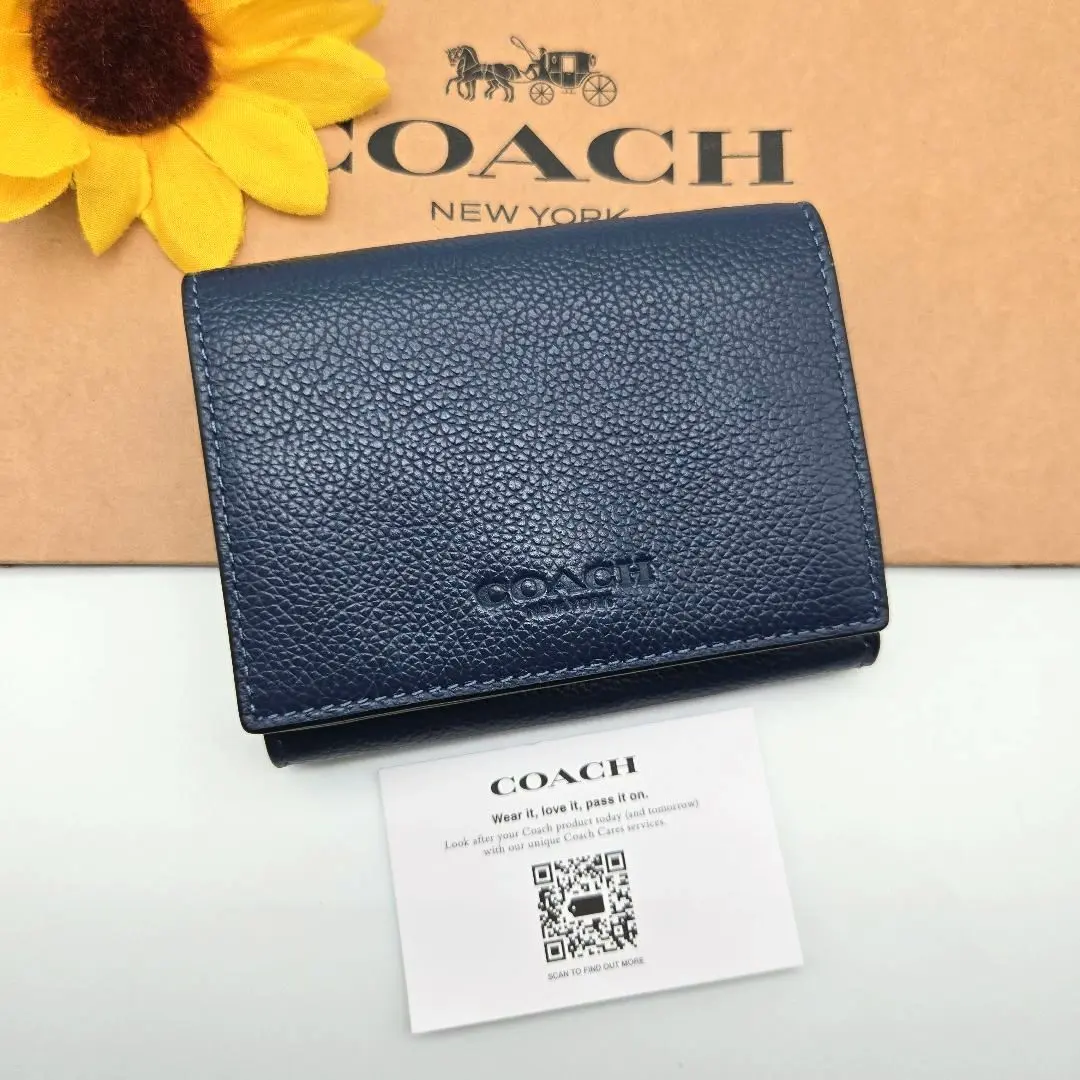 Thumbnail of COACH Folding Wallet New Deep Blue Latest Model Limited Edition Bill Compartment Coin Purse