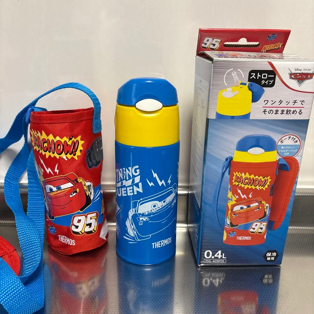 Thumbnail of Thermos Cars Water Bottle 0.4L Straw Type