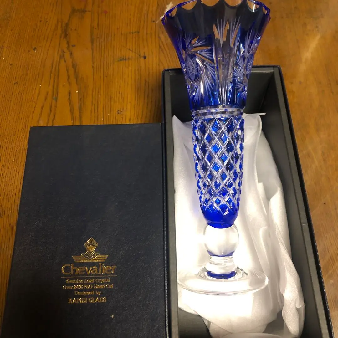 Chevalier ハンドカット　クリスタルフラワーベース特大花瓶 ボヘミアChevalier ハンドカット クリスタルフラワーベース特大