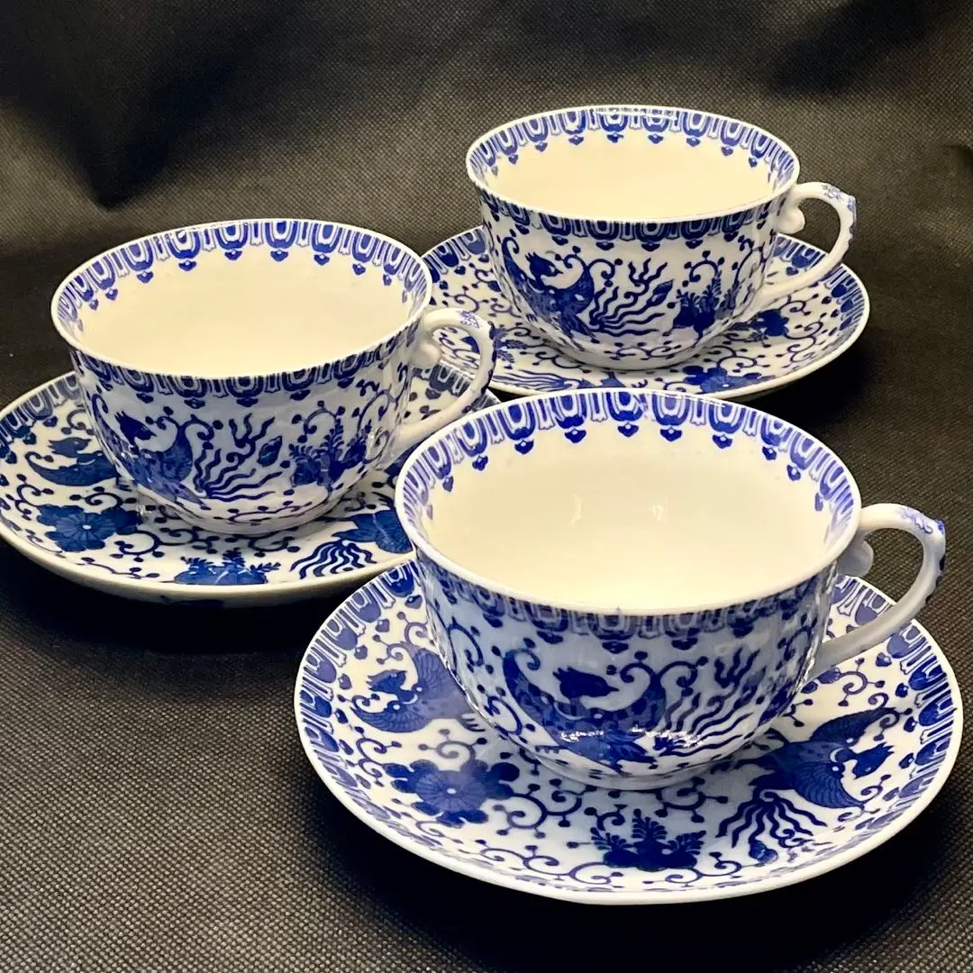【透かし芸者】ティーセット[日本製/卵殻手/印判］ 茶器 日本特製 卵殻手 印判 カップ＆ソーサー 芸者 透かし絵 買い取り
