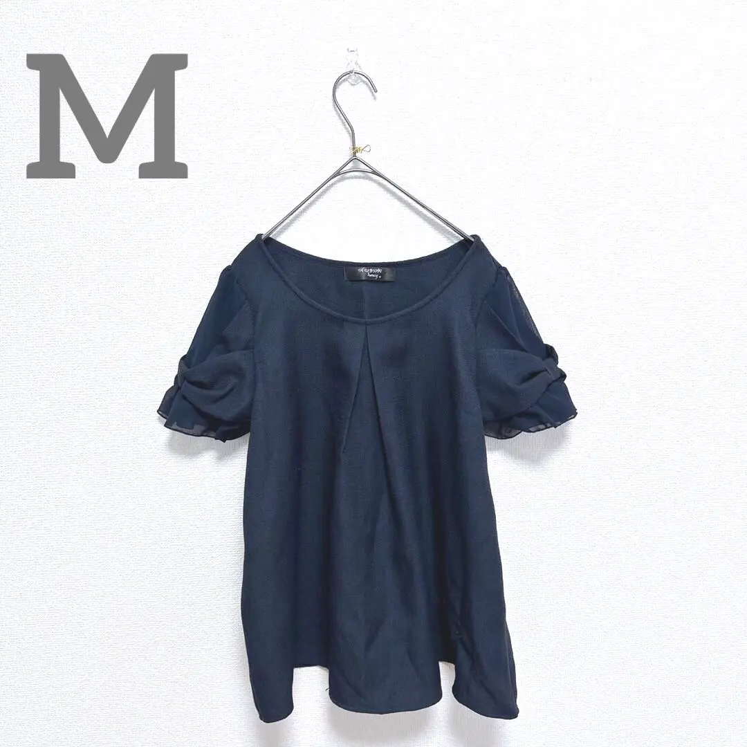 Thumbnail of Hudson Honey Tunic Blouse Short Sleeve Ribbon Frill M Navy