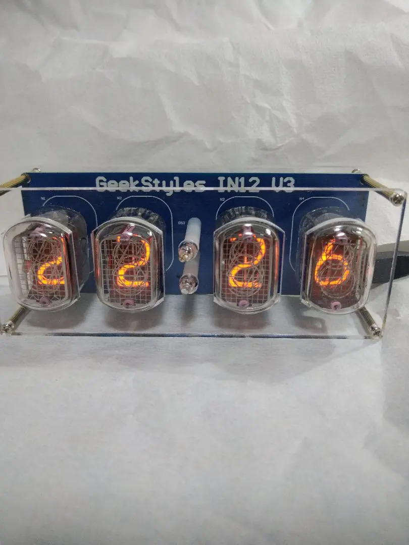 ボ*ン様 ニキシー管時計 IN-12 4球　完成品　ケース入り Nobsound クラシックヴィンテージ IN-12 ニキシー真空管 時計