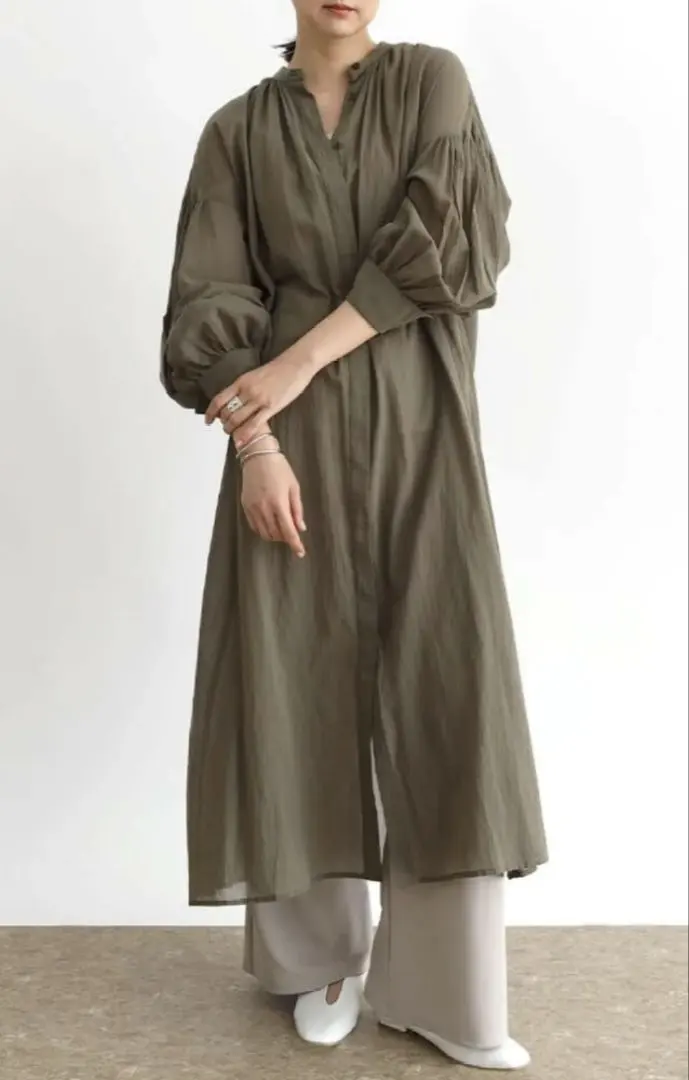 Thumbnail of Yamadaya CLOVE Khaki Long Sleeve Shirt Dress