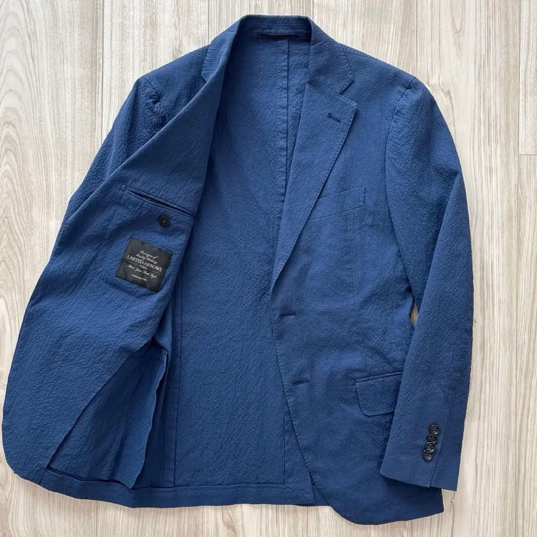【美品】UNITED ARROWS 泡泡紗 西裝外套 藍色 42 S 輕量 的縮圖