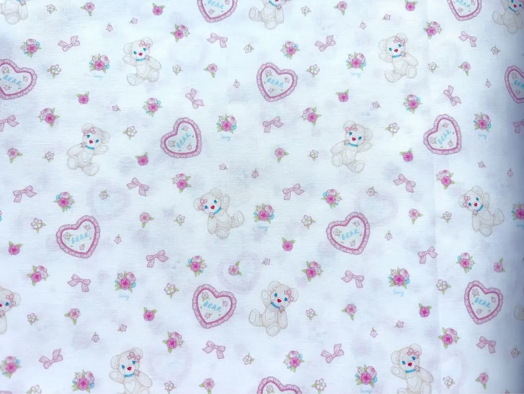 Thumbnail of Scraps, Doll Clothes Fabric, Lolita, 60s Lawn, Heart Gookuma, White