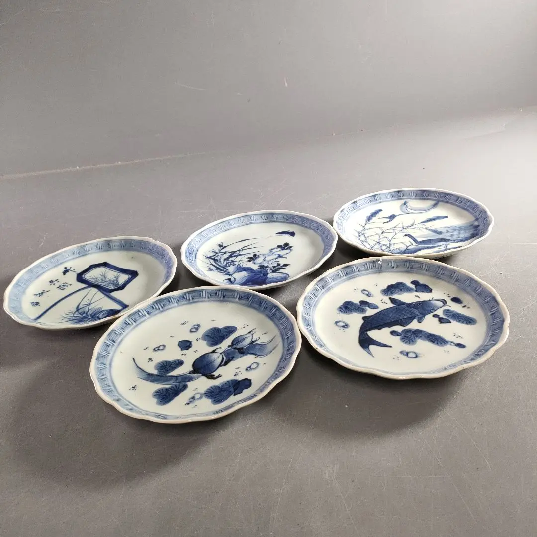 Thumbnail of 457-4/Inscribed/Plate/Mon-zara (crested plate)/Floral and Plant Design/Varied Designs/Set of 5/No Box