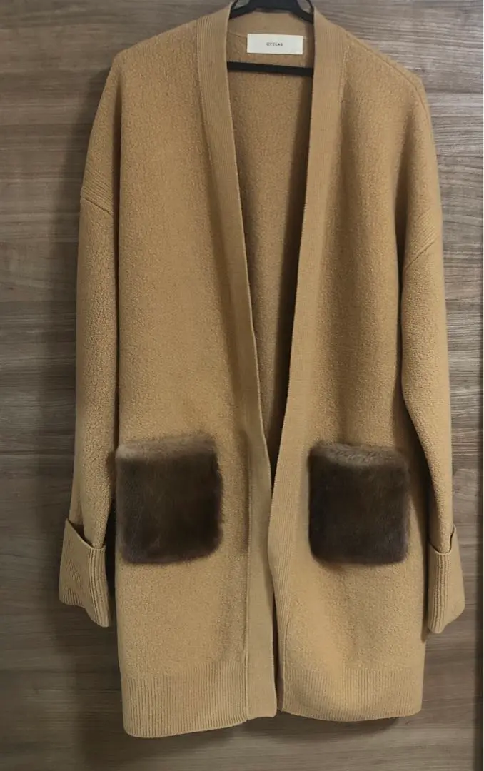 ★美品　CYCLAS シクラス　ミンクファーポケットカーディガン　コート CYCLAS ミンクファーポケットカーディガンコートグレーシクラス